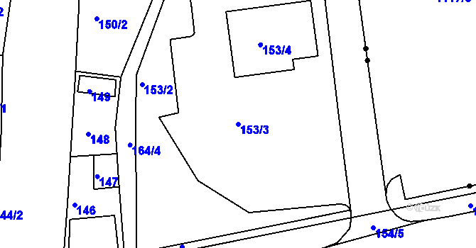 Parcela st. 153/3 v KÚ Rýnovice, Katastrální mapa
