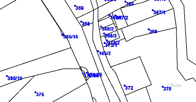 Parcela st. 165/2 v KÚ Rýnovice, Katastrální mapa