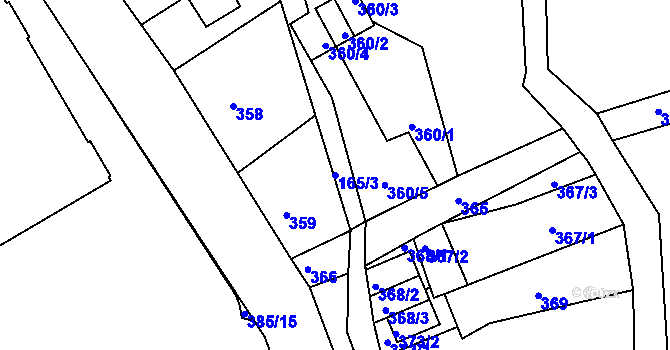 Parcela st. 165/3 v KÚ Rýnovice, Katastrální mapa