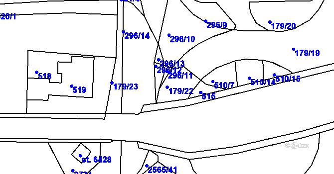 Parcela st. 179/22 v KÚ Rýnovice, Katastrální mapa