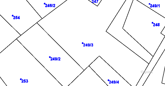 Parcela st. 249/3 v KÚ Rýnovice, Katastrální mapa