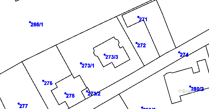 Parcela st. 273/3 v KÚ Rýnovice, Katastrální mapa