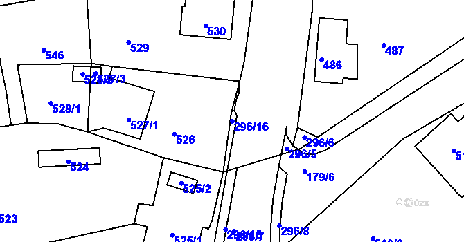 Parcela st. 296/16 v KÚ Rýnovice, Katastrální mapa