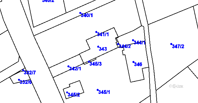 Parcela st. 343 v KÚ Rýnovice, Katastrální mapa