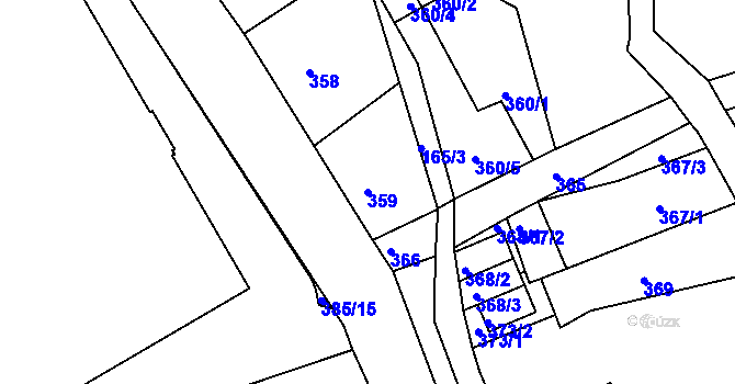 Parcela st. 359 v KÚ Rýnovice, Katastrální mapa