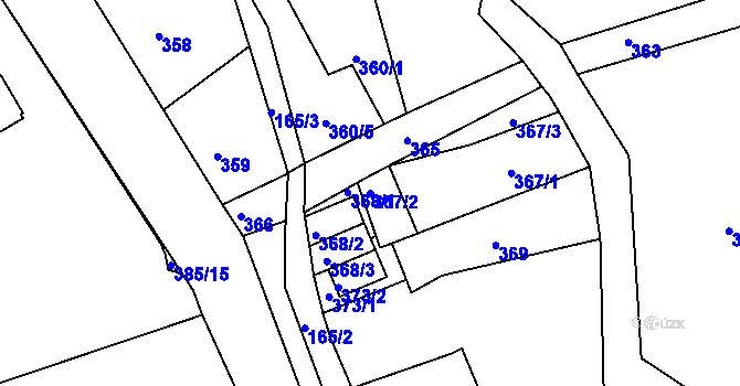 Parcela st. 367/2 v KÚ Rýnovice, Katastrální mapa