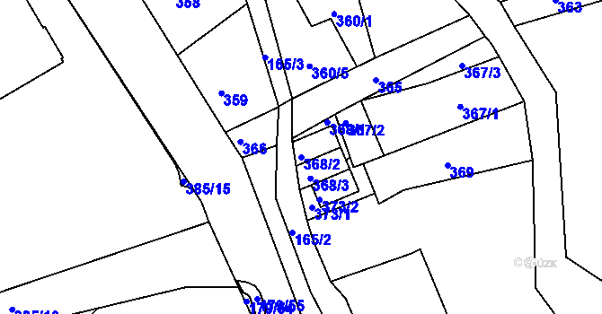 Parcela st. 368/2 v KÚ Rýnovice, Katastrální mapa