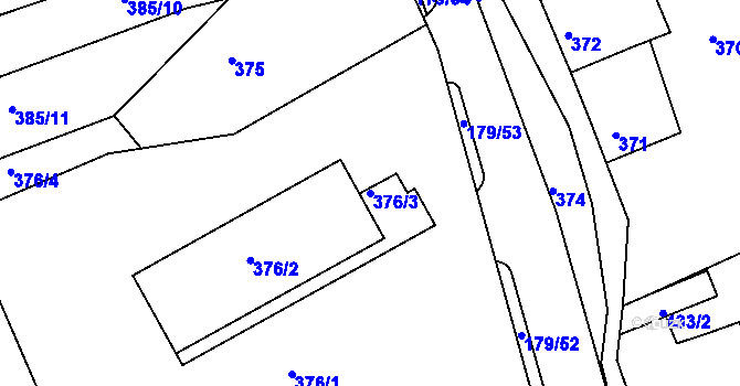 Parcela st. 376/3 v KÚ Rýnovice, Katastrální mapa