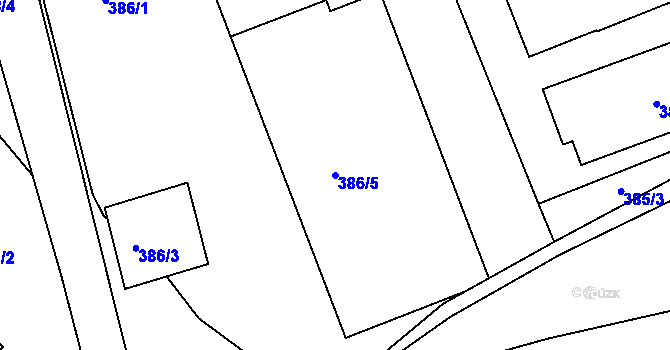 Parcela st. 386/5 v KÚ Rýnovice, Katastrální mapa