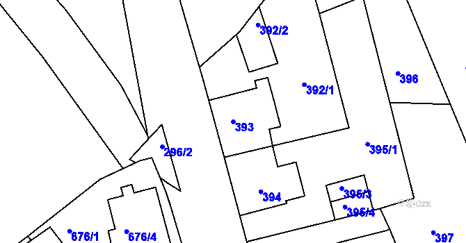 Parcela st. 393 v KÚ Rýnovice, Katastrální mapa