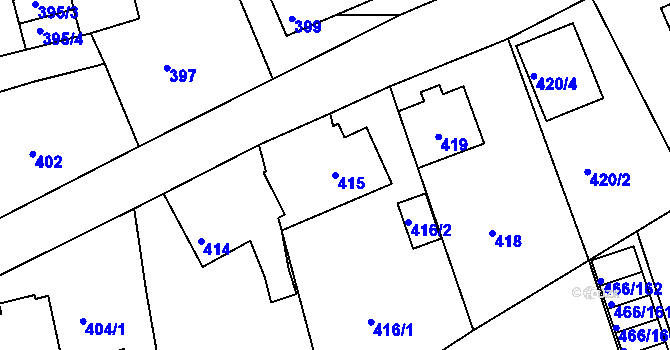 Parcela st. 415 v KÚ Rýnovice, Katastrální mapa