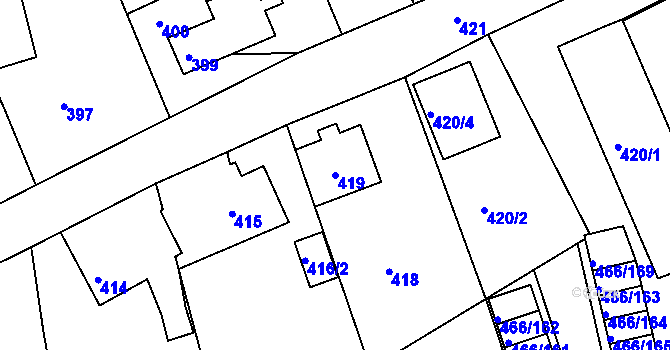 Parcela st. 419 v KÚ Rýnovice, Katastrální mapa