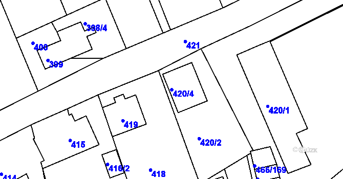 Parcela st. 420/4 v KÚ Rýnovice, Katastrální mapa