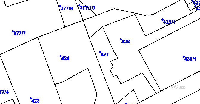 Parcela st. 427 v KÚ Rýnovice, Katastrální mapa