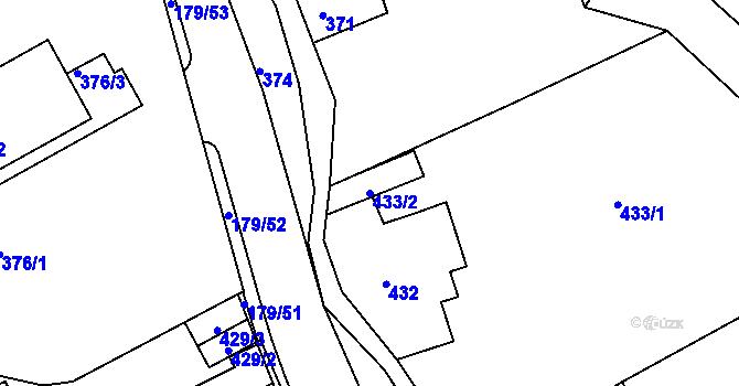 Parcela st. 433/2 v KÚ Rýnovice, Katastrální mapa