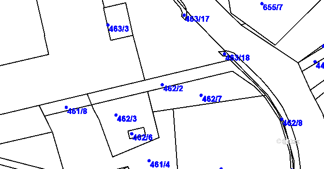Parcela st. 462/2 v KÚ Rýnovice, Katastrální mapa