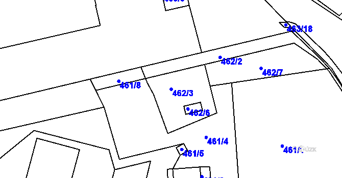 Parcela st. 462/3 v KÚ Rýnovice, Katastrální mapa