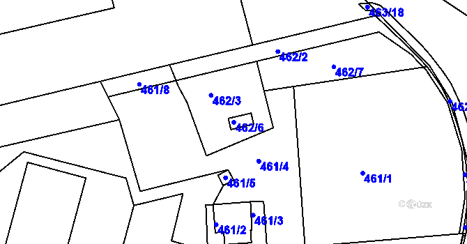 Parcela st. 462/6 v KÚ Rýnovice, Katastrální mapa