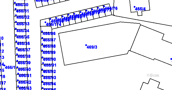 Parcela st. 469/3 v KÚ Rýnovice, Katastrální mapa
