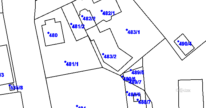 Parcela st. 483/2 v KÚ Rýnovice, Katastrální mapa
