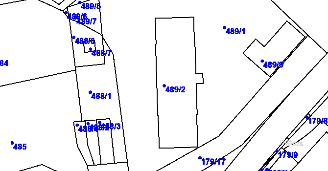 Parcela st. 489/2 v KÚ Rýnovice, Katastrální mapa