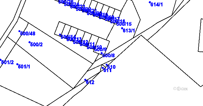 Parcela st. 500/8 v KÚ Rýnovice, Katastrální mapa