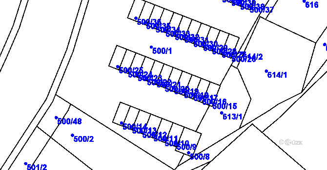 Parcela st. 500/20 v KÚ Rýnovice, Katastrální mapa