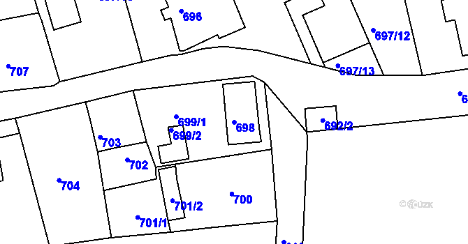 Parcela st. 698 v KÚ Rýnovice, Katastrální mapa