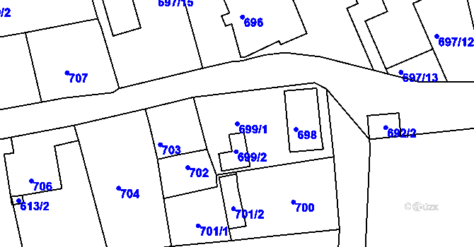 Parcela st. 699/1 v KÚ Rýnovice, Katastrální mapa