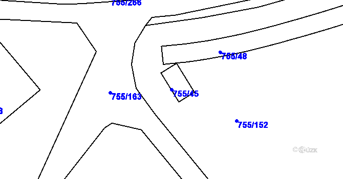 Parcela st. 755/45 v KÚ Rýnovice, Katastrální mapa