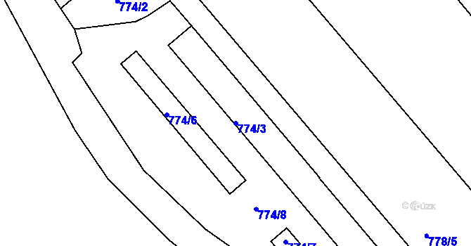 Parcela st. 774/3 v KÚ Rýnovice, Katastrální mapa