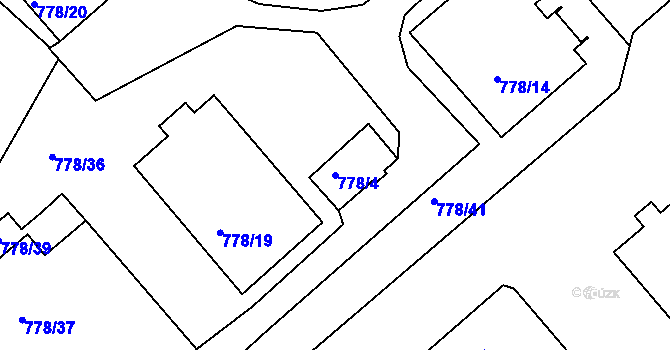 Parcela st. 778/4 v KÚ Rýnovice, Katastrální mapa