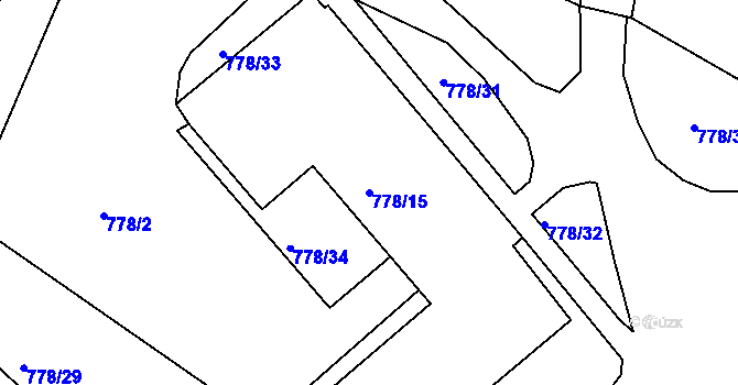 Parcela st. 778/15 v KÚ Rýnovice, Katastrální mapa
