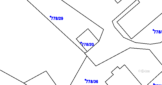 Parcela st. 778/20 v KÚ Rýnovice, Katastrální mapa