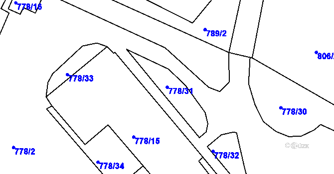 Parcela st. 778/31 v KÚ Rýnovice, Katastrální mapa