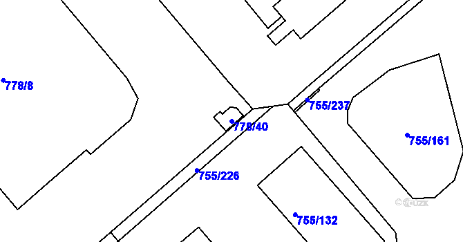 Parcela st. 778/40 v KÚ Rýnovice, Katastrální mapa