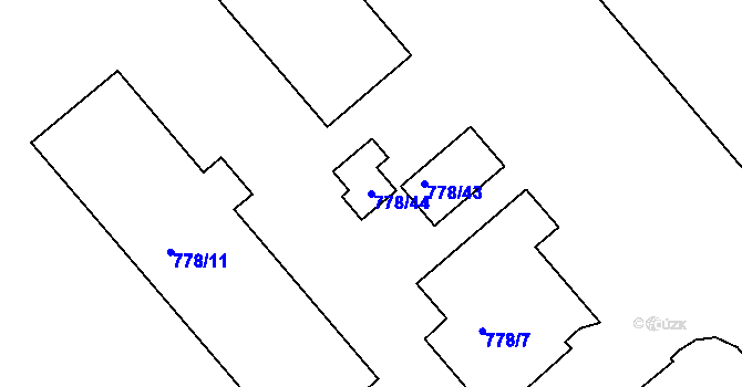 Parcela st. 778/44 v KÚ Rýnovice, Katastrální mapa