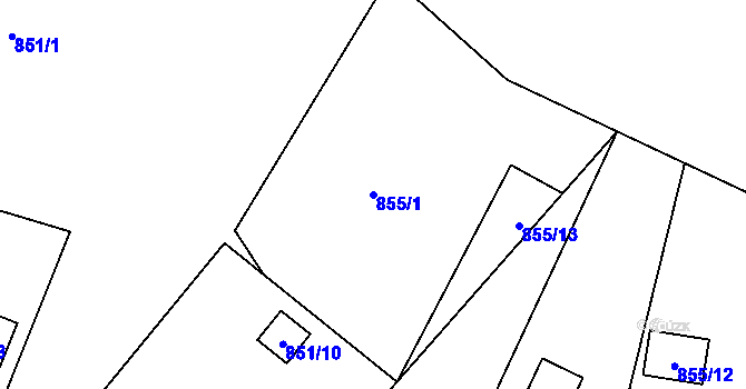 Parcela st. 855/1 v KÚ Rýnovice, Katastrální mapa