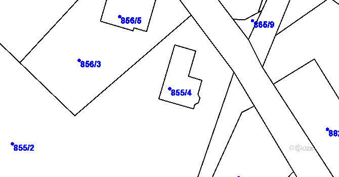 Parcela st. 855/4 v KÚ Rýnovice, Katastrální mapa