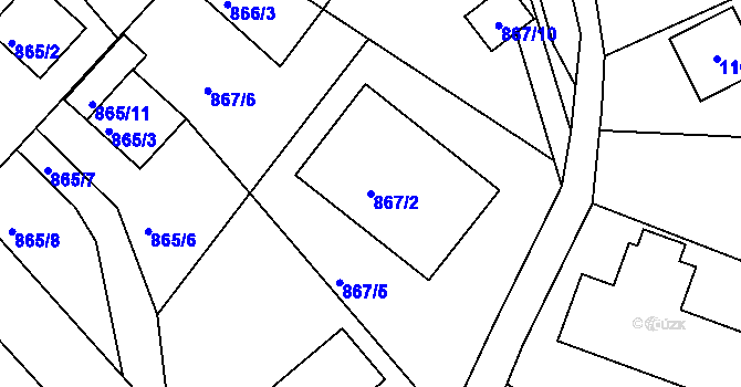 Parcela st. 867/2 v KÚ Rýnovice, Katastrální mapa
