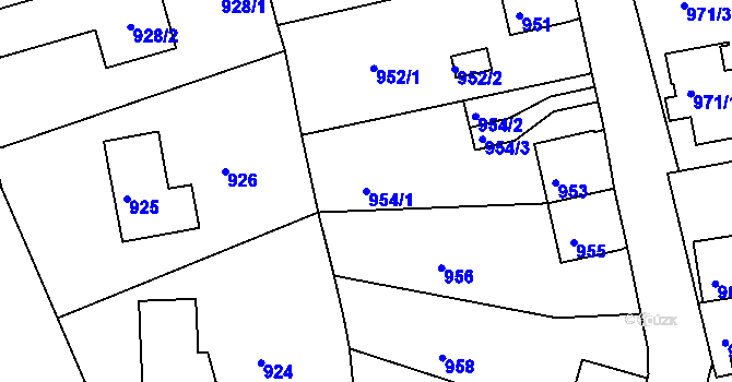 Parcela st. 954/1 v KÚ Rýnovice, Katastrální mapa