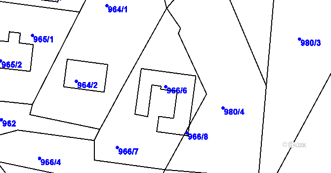 Parcela st. 966/6 v KÚ Rýnovice, Katastrální mapa