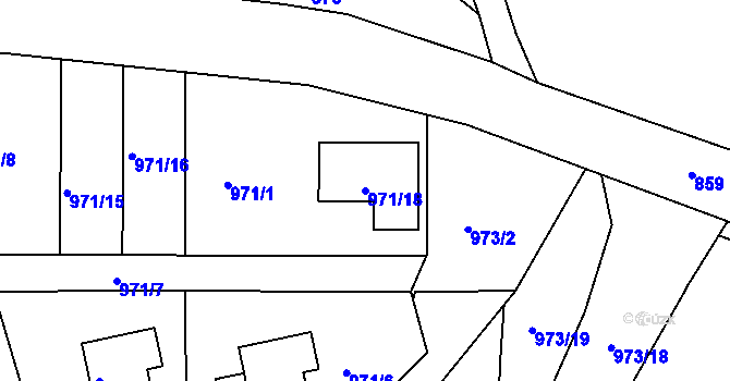 Parcela st. 971/18 v KÚ Rýnovice, Katastrální mapa