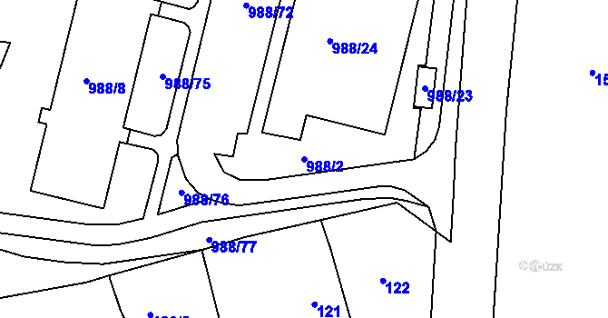 Parcela st. 988/2 v KÚ Rýnovice, Katastrální mapa