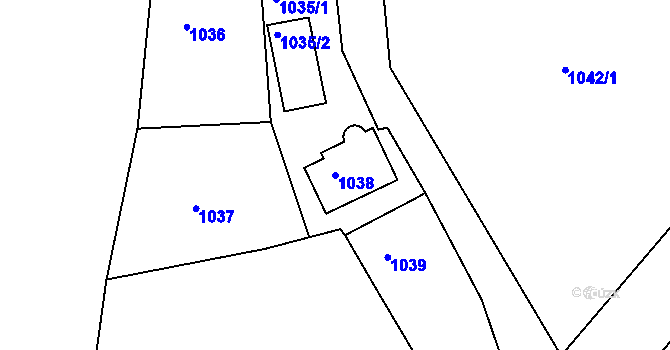 Parcela st. 1038 v KÚ Rýnovice, Katastrální mapa