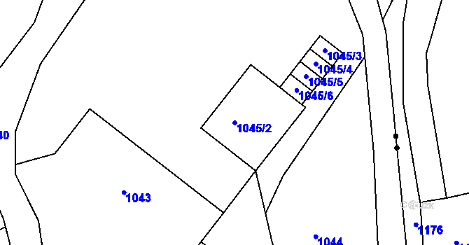Parcela st. 1045/2 v KÚ Rýnovice, Katastrální mapa