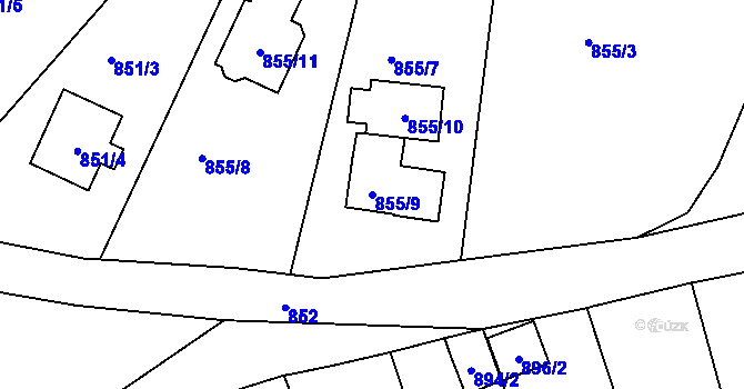 Parcela st. 855/9 v KÚ Rýnovice, Katastrální mapa