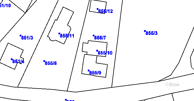 Parcela st. 855/10 v KÚ Rýnovice, Katastrální mapa