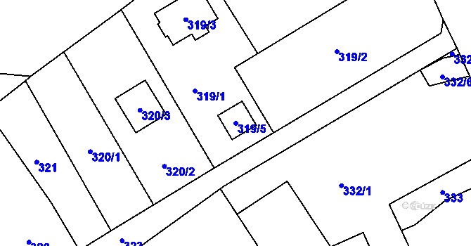 Parcela st. 319/5 v KÚ Rýnovice, Katastrální mapa
