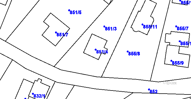 Parcela st. 851/4 v KÚ Rýnovice, Katastrální mapa